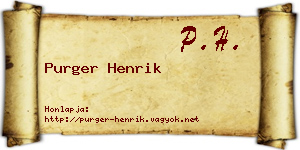 Purger Henrik névjegykártya